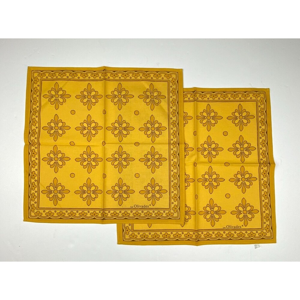 Les Olivades Napkins Set of 2 Yellow Floral Provencal 100% Cotton 18.5"‎ Square